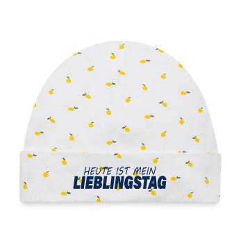LIEBLINGSTAG - Baby Premium Organic Mütze - Weiß/Zitronengelb - Vorne