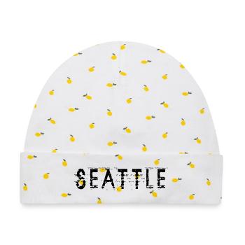 Seattle - Baby Premium Organic Mütze - Weiß/Zitronengelb - Vorne