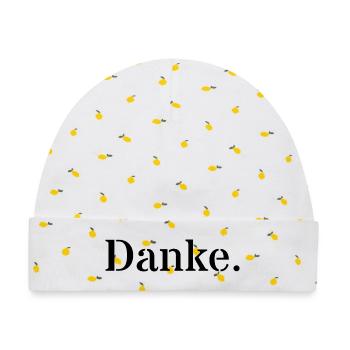 Danke - Baby Premium Organic Mütze - Weiß/Zitronengelb - Vorne