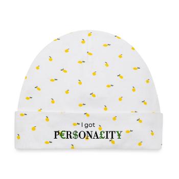 I got Personality - Design mit Währungen  - Baby Premium Organic Mütze - Weiß/Zitronengelb - Vorne