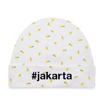 Jakarta Indonesia Hashtag - Baby Premium Organic Mütze - Weiß/Zitronengelb - Vorne
