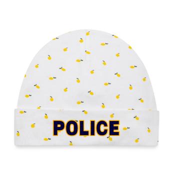 Polizei - Baby Premium Organic Mütze - Weiß/Zitronengelb - Vorne