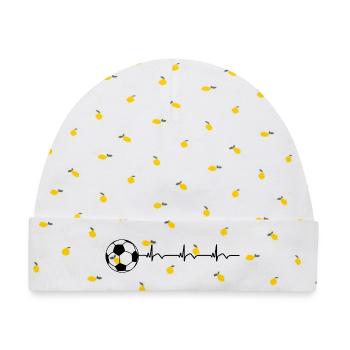 Fußball Fussball Fußballer EKG Herzschlag - Baby Premium Organic Mütze - Weiß/Zitronengelb - Vorne