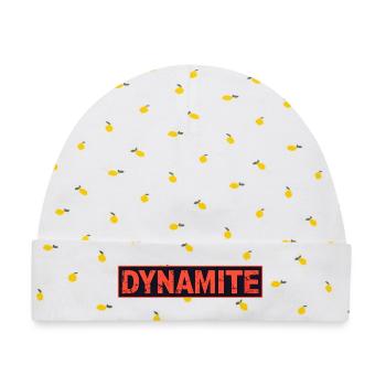 Dynamitisches rotes Grunge-Poster - Baby Premium Organic Mütze - Weiß/Zitronengelb - Vorne