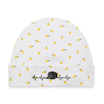 Swag Cappy EKG Herzschlag - Baby Premium Organic Mütze - Weiß/Zitronengelb - Vorne