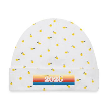 2028 - Baby Premium Organic Mütze - Weiß/Zitronengelb - Vorne