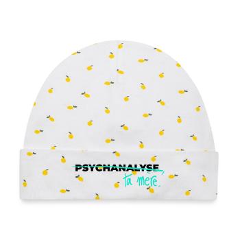 Psychoanalysiere deine Mutter - Baby Premium Organic Mütze - Weiß/Zitronengelb - Vorne