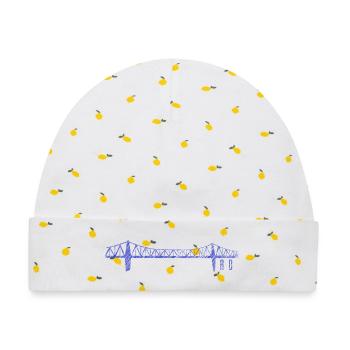 Rendsburg Hochbrücke Skizzen-Look - Baby Premium Organic Mütze - Weiß/Zitronengelb - Vorne