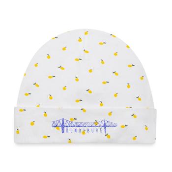 Rendsburg Hochbrücke – Skizzierte Skyline - Baby Premium Organic Mütze - Weiß/Zitronengelb - Vorne