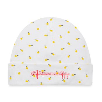 Rendsburger Hochbrücke Scribble Design – RD Skylin - Baby Premium Organic Mütze - Weiß/Zitronengelb - Vorne