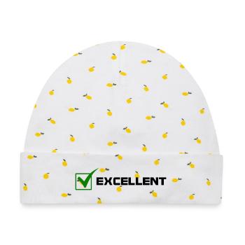 EXCELLENT - Baby Premium Organic Mütze - Weiß/Zitronengelb - Vorne