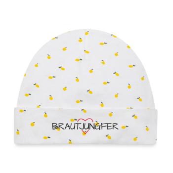 Brautjungfer Herz Junggesellinenabschied - Baby Premium Organic Mütze - Weiß/Zitronengelb - Vorne