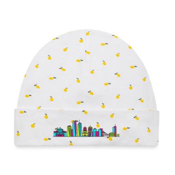 Hanoi City Skyline One Pillar Pagode Kunst - Baby Premium Organic Mütze - Weiß/Zitronengelb - Vorne