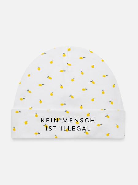 Kein Mensch ist illegal Statement Human Rights - Baby Premium Organic Mütze - Weiß/Zitronengelb