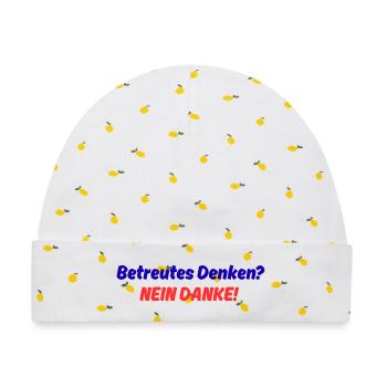 Betreutes Denken Nein Danke - Baby Premium Organic Mütze - Weiß/Zitronengelb - Vorne