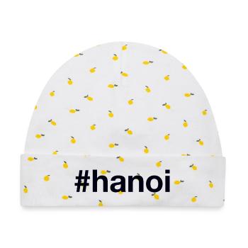 Hanoi Vietnam Hashtag - Baby Premium Organic Mütze - Weiß/Zitronengelb - Vorne