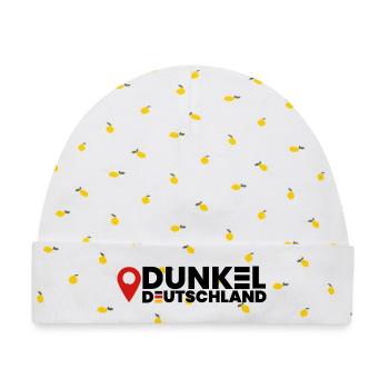Dunkeldeutschland Logo - Baby Premium Organic Mütze - Weiß/Zitronengelb - Vorne