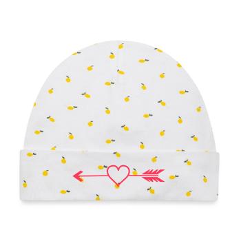Herzpfeil Ornament - Baby Premium Organic Mütze - Weiß/Zitronengelb - Vorne