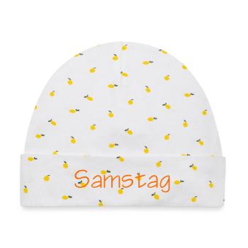 Samstag - Baby Premium Organic Mütze - Weiß/Zitronengelb - Vorne