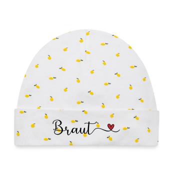 Braut - Baby Premium Organic Mütze - Weiß/Zitronengelb - Vorne