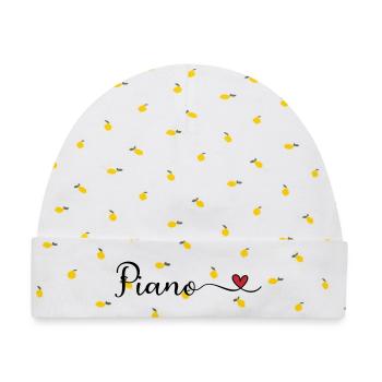 Piano - Baby Premium Organic Mütze - Weiß/Zitronengelb - Vorne