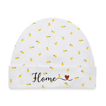 Home Herz - Baby Premium Organic Mütze - Weiß/Zitronengelb - Vorne