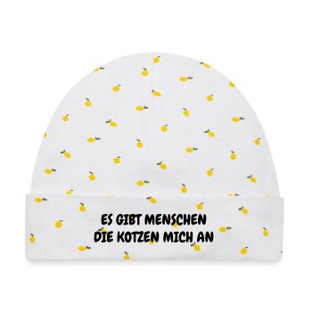 Menschen kotzen mich an - Baby Premium Organic Mütze - Weiß/Zitronengelb - Vorne