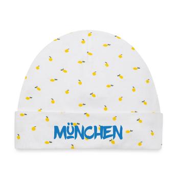 München - Bayern - Isar - Frauenkirche - Prater - Baby Premium Organic Mütze - Weiß/Zitronengelb - Vorne