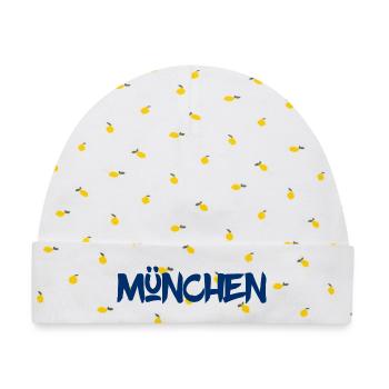 München - Bayern - Isar - Frauenkirche - Prater - Baby Premium Organic Mütze - Weiß/Zitronengelb - Vorne