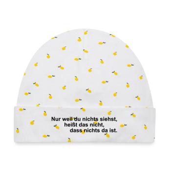 Nur weil du nichts siehst – Spruch - Baby Premium Organic Mütze - Weiß/Zitronengelb - Vorne
