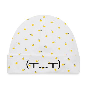 Weinendes Emote (╥﹏╥) heftige Tränen - Baby Premium Organic Mütze - Weiß/Zitronengelb - Vorne