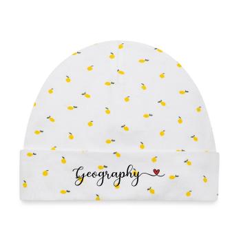 Geographie Herztypografie - Baby Premium Organic Mütze - Weiß/Zitronengelb - Vorne