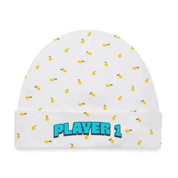 PLAYER 1 - Baby Premium Organic Mütze - Weiß/Zitronengelb - Vorne