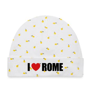 I love Rome - Baby Premium Organic Mütze - Weiß/Zitronengelb - Vorne