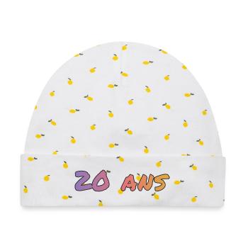 20. 20. JAHRESTAG. 20-JÄHRIGES JUBILÄUM. 20 JAHRE. - Baby Premium Organic Mütze - Weiß/Zitronengelb - Vorne