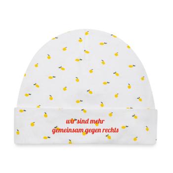 Wir sind mehr - gemeinsam gegen Rechts - Baby Premium Organic Mütze - Weiß/Zitronengelb - Vorne