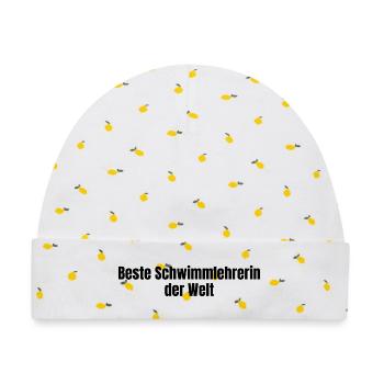 Beste Schwimmlehrerin der Welt Schwimmen Geschenk - Baby Premium Organic Mütze - Weiß/Zitronengelb - Vorne