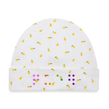 Queer-Kontraktierte Braille - Baby Premium Organic Mütze - Weiß/Zitronengelb - Vorne