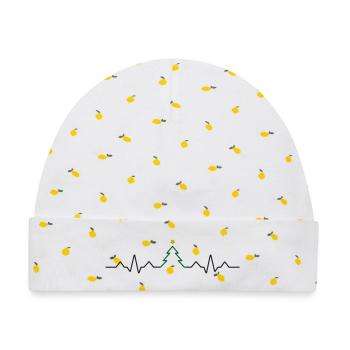 Weihnachtsbaum Herzschlag EKG Weihnachten - Baby Premium Organic Mütze - Weiß/Zitronengelb - Vorne