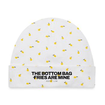 Pommes - The Bottom Bag Fries Are Mine - Fastfood - Baby Premium Organic Mütze - Weiß/Zitronengelb - Vorne