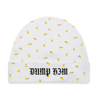 🖤 DUMP HIM Schwarz – Gothic Girl Power Buchstaben - Baby Premium Organic Mütze - Weiß/Zitronengelb - Vorne