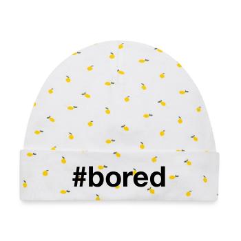 BORED Hashtag Langeweile - Baby Premium Organic Mütze - Weiß/Zitronengelb - Vorne