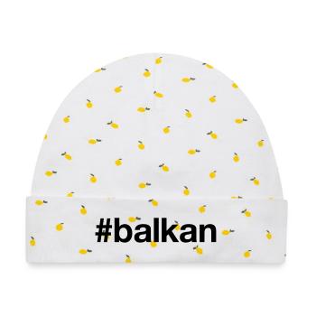 BALKAN Hashtag - Baby Premium Organic Mütze - Weiß/Zitronengelb - Vorne