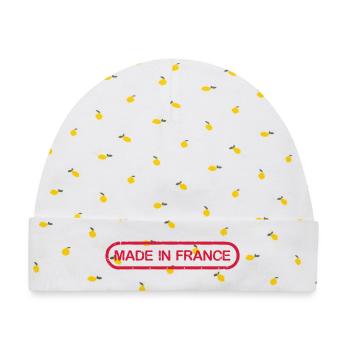 Made in France - Baby Premium Organic Mütze - Weiß/Zitronengelb - Vorne