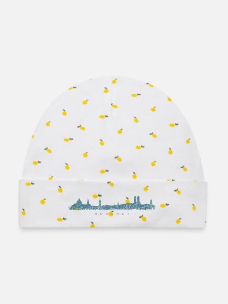 München Skyline (Vintage/Blau) - Baby Premium Organic Mütze - Weiß/Zitronengelb