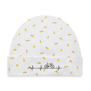 Pulsschlag Fahrrad - Baby Premium Organic Mütze - Weiß/Zitronengelb - Vorne