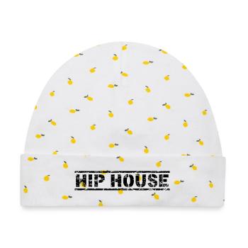 Hip House - Baby Premium Organic Mütze - Weiß/Zitronengelb - Vorne