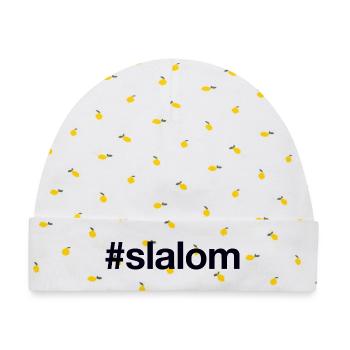 SLALOM Hashtag - Baby Premium Organic Mütze - Weiß/Zitronengelb - Vorne