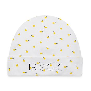 TRES CHIC Stylish - Baby Premium Organic Mütze - Weiß/Zitronengelb - Vorne