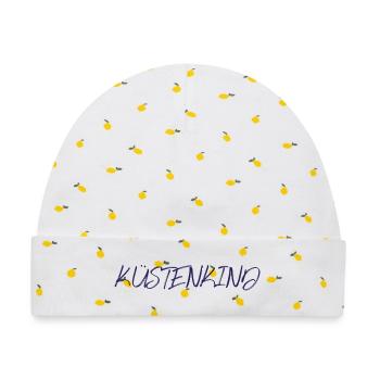Kuestenkind, navy - Baby Premium Organic Mütze - Weiß/Zitronengelb - Vorne